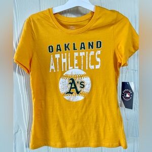 Oakland Athletics Yellow T-Shirt Girls‎ Genuine A’s Baseball Shirt